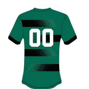 Camiseta de Rugby Verde Esmeralda y Negra, Manga Corta, Cuello Redondo, Rayas, Uniforme de Equipo Personalizado, Transpirable, para Entrenamiento y Rendimiento Atlético - Product Image 2