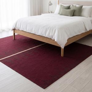 Tapis Kilim Moderne en Laine Tissé Main à Tissage Plat, Design Uni Bordeaux, Antidérapant, Usage Commercial, Tapis d'Intérieur à Poil Moyen en Toile de Coton - Product Image 4