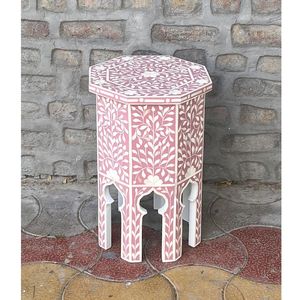 Mesa Auxiliar Moderna con Incrustaciones de Hueso y Detalles de Mosaico Hechos a Mano, Mueble Decorativo Premium para Dormitorios Contemporáneos - Product Image 1