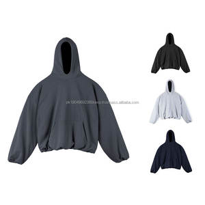 Logo personnalisé pull à capuche lourd sans ficelle boxy double couche streetwear surdimensionné polaire vintage hommes hoodieDDP Shipping - Product Image 2