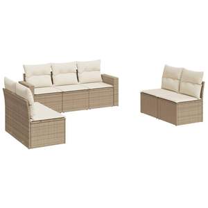 Conjunto de Sofá de Jardín de Ratán Beige con Cojines de Poliéster, Muebles de Exterior de Diseño Contemporáneo, Impermeables, para Uso en Patio - Product Image 4