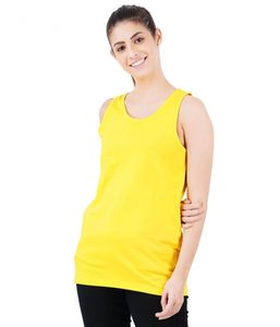 Débardeur jaune sans manches pour femme, col rond, tricoté, respirant, couleur unie, tenue de sport décontractée - Product Image 4
