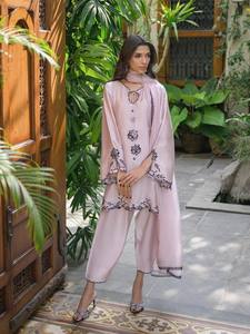 Robe midi ample en rayonne rose, traditionnelle indienne et pakistanaise, pour femmes, avec broderie, tenue décontractée - Product Image 3