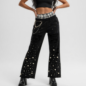 Pantalon large pour femme Glory Custom Distressed, qualité supérieure, 100% coton molletonné, grammage lourd, vente en gros OEM - Product Image 6