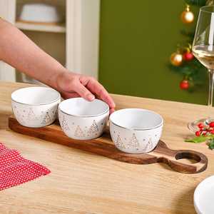 Plateaux ovales en bois d'acacia pour desserts et snacks, plateaux de service gravés pour thé, café et nourriture, avec poignées pour un service rapide - Product Image 5
