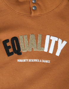 Sudadera con Capucha Marrón para Hombre de Alta Calidad con Estampado de Purpurina 'Equality', Bolsillo Frontal, Sudadera Casual de Forro Polar para Invierno, 350g Poliéster - Product Image 5
