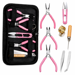 Kit de suministros para hacer joyas, herramientas de acero inoxidable con mangos rosas para manualidades, juego de 8 piezas - Product Image 6