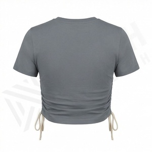 Conjunto de Ropa de Yoga Corta y Sexy con Logotipo Personalizado de Algodón para Mujer, Camisetas Cortas Deportivas Transpirables con Color Personalizado - Product Image 2