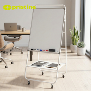 Chevalet de tableau blanc portable en métal avec roulettes et étagère de rangement, taille standard pour usage professionnel - Product Image 3