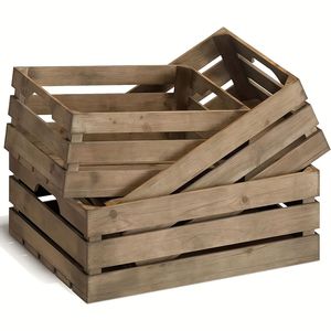 Set di Tre Scatole di Legno Impilabili di Diverse Dimensioni, Contenitori Rustici per Organizzazione Domestica, Collezione Artigianale - Product Image 1