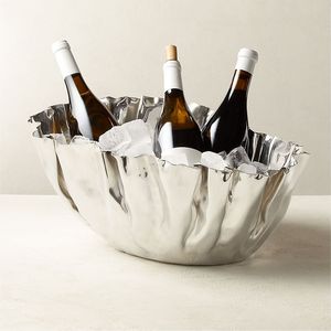 Seau à glace de luxe en acier inoxydable en forme de bateau, bac à boissons pour refroidissement du vin, décoratif pour fêtes, rayé, résistant à la rouille, anti-fuite - Product Image 1