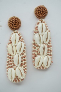 2026 Trending Premium Quality Peach Beaded Glass Gold Plated <b>Post</b> <b>Earrings</b> Women's Anniversary Fashion Statement - Product Image 4