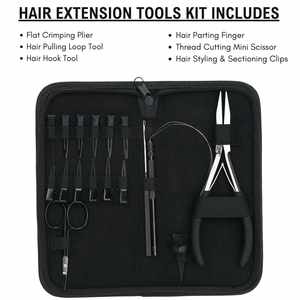 Kit d'outils pour extensions de cheveux en acier inoxydable et plastique de haute qualité et durables, avec pinces et boucles pour usage domestique - Product Image 2