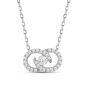 Collar de Oro Rosa de 14K y 18K con Doble Círculo Entrelazado y Diamantes Cultivados en Laboratorio, Colgante con Halo de Diamantes, Joyería Romántica de Compromiso para Mujer - Product Image 3