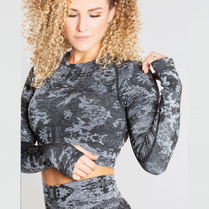 Camiseta de Manga Larga para Mujer, Diseño Moderno, Estilo Veraniego, Lavado Ácido, Corte Ajustado, Tejido Grueso de 260 g/m², Lisa, para Gimnasio - Product Image 4