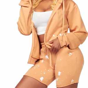 Wholesale Custom Clothing 100% Cotton <b>Women's</b> Hoodie Shorts Set Two Pieces Short Set for <b>Women</b> Sport Set 2026 - Product Image 3