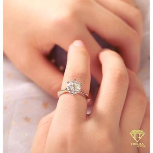 Round Cut Moissanite <b>Solitaire</b> Engagement <b>Ring</b> 925 Sterling <b>Silver</b> Classic Bridal Wedding Jewelry Custom <b>Ring</b> for Women - Product Image 4