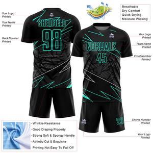 Uniformes de Fútbol Personalizados de Fábrica, Conjuntos Sublimados Transpirables, Camisetas de Fútbol Verdes y Blancas para Jóvenes y Hombres - Product Image 6