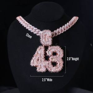 New Design GRA Hip Hop Jewelry 925 Sterling Silver VVS Round Moissanite Letter 48 Pendant for Cuban Chains - Product Image 3