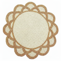 Nouveau design, set de table classique floral brodé à la main avec perles de rocaille de 5 mm, réutilisable, pour événements festifs et maison, haute qualité, café