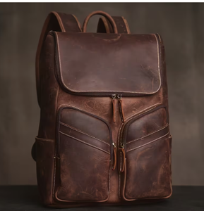 HAWK SPORTS INDUSTRIES Genuine <b>Leather</b> Unisex Casual Vintage Style Zipper Closure Adjustable Strap Durable 30-40L Capacity Work - Product Image 3