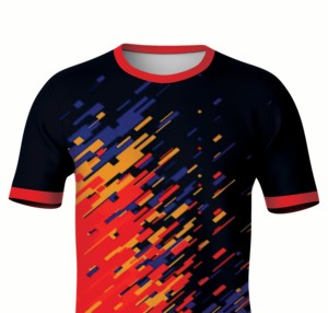 T-shirt à manches courtes en jersey imprimé numériquement, motif abstrait minimaliste aux éclaboussures de couleur, coupe droite, style artistique moderne pour les tendances actuelles - Product Image 4