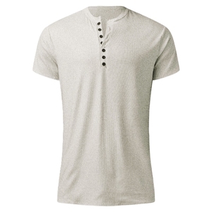 T-shirt pour homme en coton à manches courtes avec boutons sur le devant, personnalisable, de haute qualité, respirant, décontracté, vêtement d'extérieur pour l'été - Product Image 2