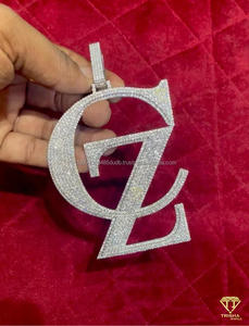 Collar con Colgante de Letra G de Diamante Cultivado en Laboratorio, Plateado, de Lujo, Personalizado, Estilo Hip Hop, Venta al Por Mayor - Product Image 1