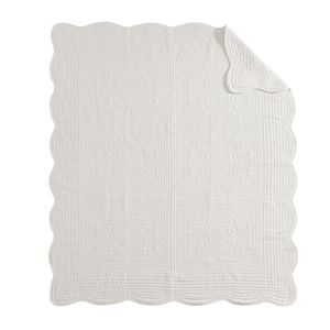 Coperta da letto trapuntata bianca di grandi dimensioni 60x72 "con bordi smerlati - Product Image 6