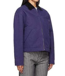 Veste de travail unisexe en toile robuste, style vintage, imperméable, violette, avec fermeture éclair, service OEM - Product Image 3