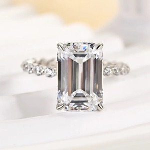 Bague de fiançailles Afar Jewels en diamant de laboratoire taille émeraude certifié IGI, plaqué or 14 carats, pour femme, bijou de fête et alliance de mariage - Product Image 1