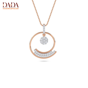 Round Circle Diamond Pendant Necklace <b>Yellow</b> Gold Floral Cluster Drop Pendant Jewelry for Women Fine Fashion Jewelry Gift - Product Image 3