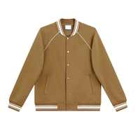 Jaket Varsity Klasik Gaya Jalanan Bahan Premium Layenne Logo Kustom Model Longgar Bordir Jaket Baseball untuk Pria