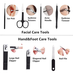 Travel Size Professional Stainless Steel Manicure and Pedicure Set Matte Black Dead Skin Cuticle Remover Nail Scissors Set - Product Image 2