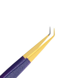 Pince à cils en acier inoxydable à 45 degrés, pointe en fibre, durable, légère, de précision, pour extensions de cils, marque privée, vente chaude, OEM - Product Image 3
