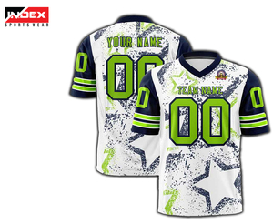 Camiseta de Fútbol Americano Personalizada INDEX para Hombre, Cuello en V, Manga Corta, Impresión Sublimada, Rojo, Blanco y Dorado 00, Transpirable, Corte Regular - Product Image 4