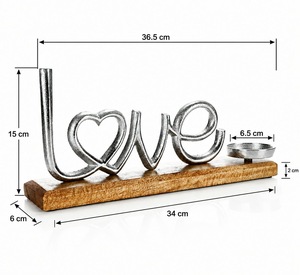 ที่วางเทียนรูปหัวใจฐานไม้ตกแต่งบ้านของขวัญวันวาเลนไทน์ - Product Image 3