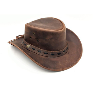 Customized Brand Unisex Black Leather Striped Cowboy <b>Hat</b> Brown Leather <b>Band</b> Casual Beach Style Adult Four Seasons Fit - Product Image 2
