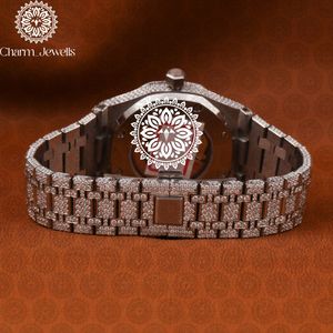 Montre de luxe pour homme Charm_Jewells, boîtier en acier inoxydable, cadran analogique 40 mm, fermoir caché à bouton-poussoir, verre cristal, mécanique automatique - Product Image 3