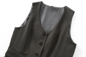 Chaleco Casual de Moda con Cuello Redondo y Botones, Chaleco para Mujer, Cortavientos, Transpirable, Sin Mangas, con Bolsillos con Solapa, Estilo Puffer - Product Image 3