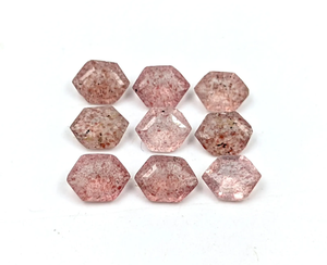 Piedra Preciosa de Cuarzo Fresa AAA, Corte Hexagonal Facetado Rojo, 6*4 mm, 7*5 mm, 100% NATURAL, para Joyería - Product Image 3