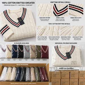 Pull col V 100 % coton personnalisé avec logo avant/arrière, anti-rétrécissement, respirant, marque privée, OEM, vente en gros pour hommes - Product Image 4