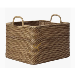 Natural rattan basket with handle, woven rattan storage basket - Product Image 1