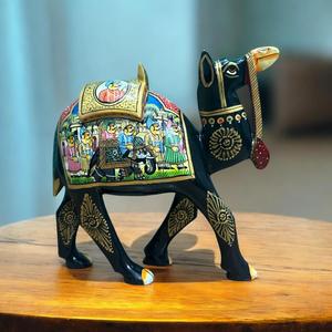 งานฝีมือนิรมลา รูปปั้นม้าอูฐไม้ลายจาลี วาดด้วยมือแบบดั้งเดิม |   รูปแกะสลักสัตว์แบบอินเดียที่เป็นมิตรกับสิ่งแวดล้อม - Product Image 3
