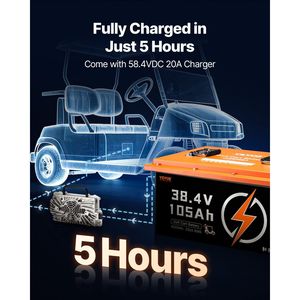 36V 105Ah <b>Golf</b> <b>Cart</b> Lithium Ion <b>Battery</b> Pack with 20A Charger and Touch Monitor High Performance Model D0100XUTHAW D0102X364SY - Product Image 6