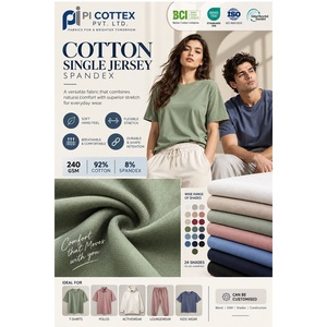 Tissu jersey simple en coton 240 GSM de qualité supérieure, 92% coton, 8% élasthanne, tissu extensible doux et respirant en vente - Product Image 1