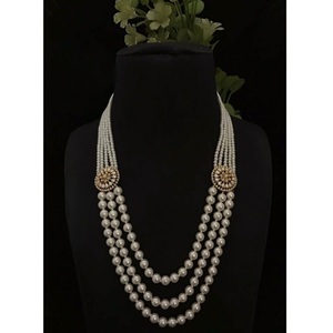 ชุดสร้อยคอพร้อมต่างหูมุกแท้ประดับเพชร CZ ชุบทองเหลืองคุณภาพพรีเมียม สวยหรู เหมาะสำหรับงานแต่งงาน งานหมั้น และงานเลี้ยงสำหรับผู้หญิง - Product Image 2