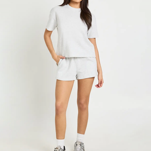 <b>Women's</b> O-Neck Solid Color Short Sleeve <b>Thermal</b> T-Shirt Knitting Shorts Sets Casual Winter Loose Loungewear Sets For <b>Women</b> - Product Image 4