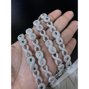 Bracelet Moissanite Infinity Luxe Iced Out avec Pierres Colorées, Bijoux Hip Hop Bling pour Hommes et Femmes - Product Image 1