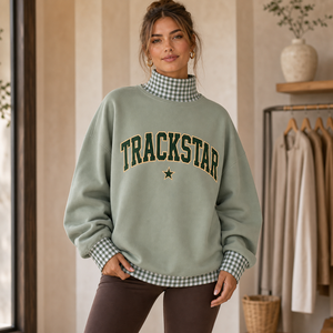 เสื้อสเวตเชิ้ตคอเต่าทรงโอเวอร์ไซส์ Trackstar แบบยูนิเซ็กซ์ สกรีนโลโก้ได้ ผลิตจากผ้าฝ้ายฟลีซ สไตล์สตรีทแวร์ ขายส่งเสื้อผ้า TS-MN-012 รับผลิตแบบ OEM ODM - Product Image 6